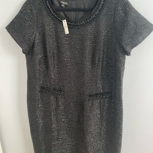 Black Dress w/ Metallic Accents Sz 16W Talbots BNWT